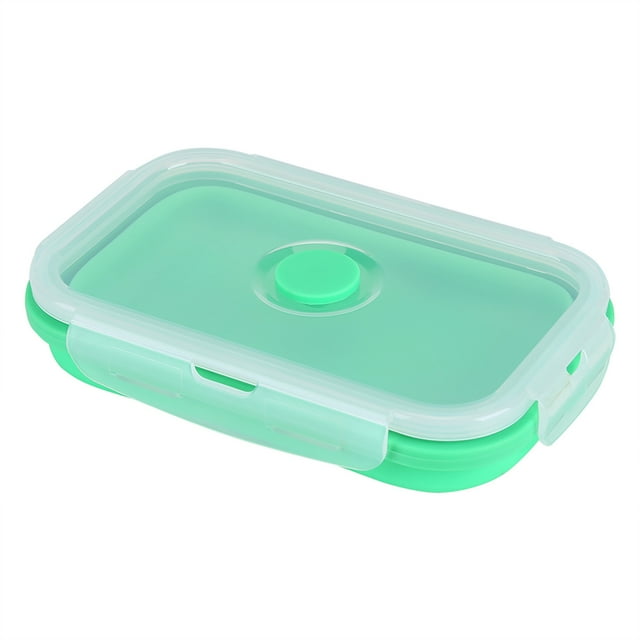 NIKOU 500ml Silicone Lunch Box, Collapsible Bowl Folding Food Storage Container(Green)
