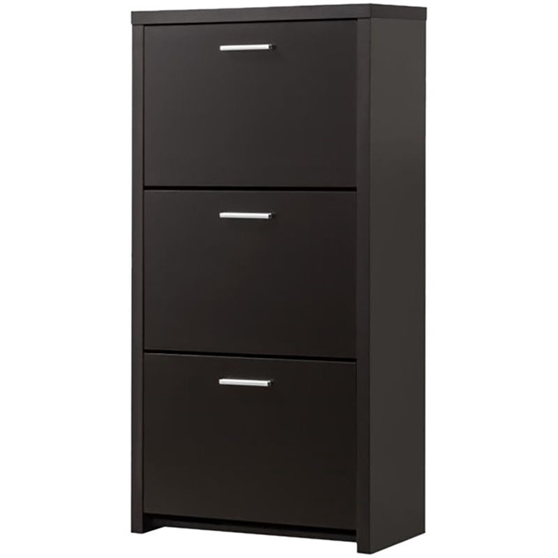 Bowery Hill 3 Drawer Tall Shoe in Black and Silver