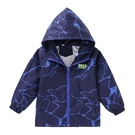 TOOYOU Boys Jacket Jacket Windproof Casual Coat Spring Autumn Jacket With Utility Style For Daily Wear Size 6 Y-7 Y Blue