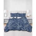 thumbnail image 2 of Quilt King Size Bedding Set, Dark Blue Botanical Reversible Summer Quilt 3 Pieces, Vintage Floral Plants Branch Lightweight Bedspreads Coverlets with 2 Pillow Shams for All Seasons, 2 of 5