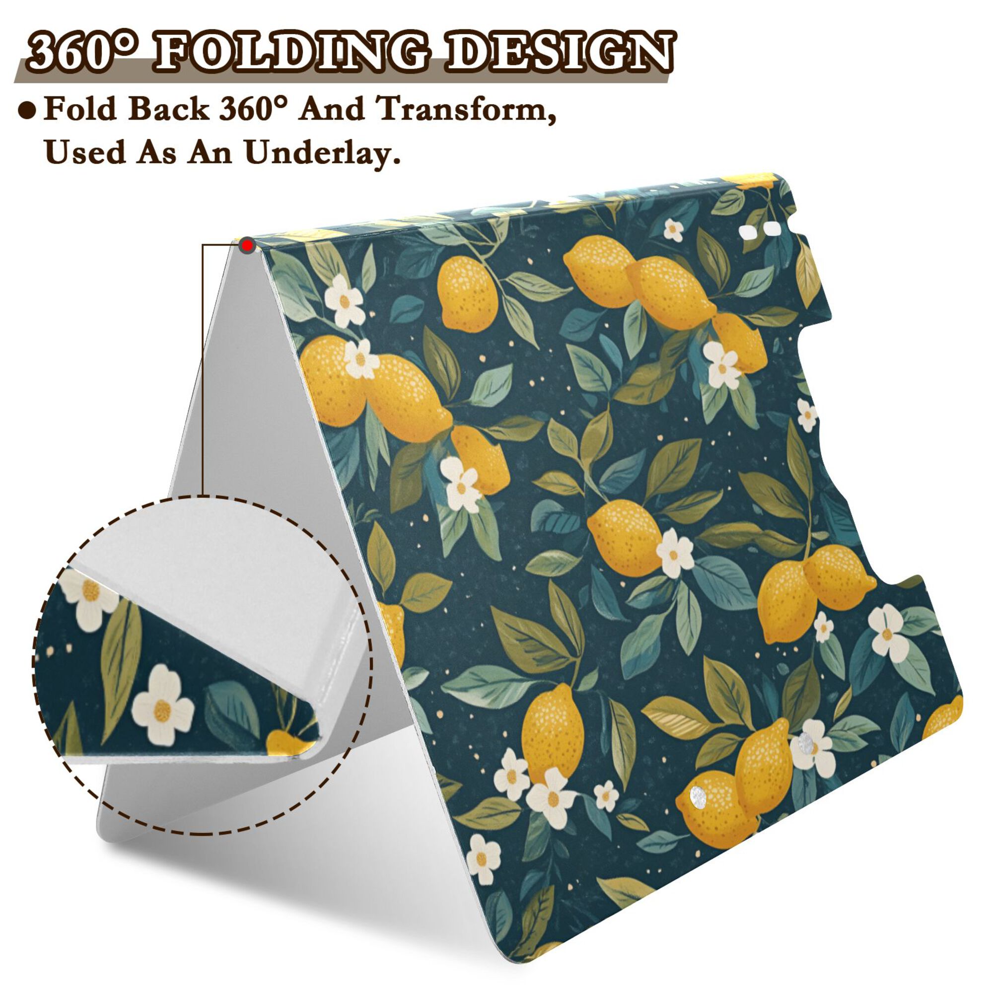 FORMRS A4 Clipboard Folder with Pen Holder Horizontal Foldable School Office Binder, Blue Lemons