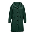 thumbnail image 4 of Stichou Women's Trench Jackets Plus Size Casual Long Rain Jacket Fashion Winter Hooded Oversized Windbreaker Coats Outerwear Dark Green 2XL, 4 of 4