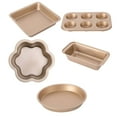 thumbnail image 2 of Last Chance Mold*1 Set (5 Molds + 1 Paper Box),Baking Tool Set Cake Mold Cake Mold Oven Pizza Pan Mousse Chocolate Baking Supplies Set Plum Blossom Movable Bottom 5-Piece Set Gold, 2 of 5