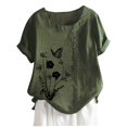 thumbnail image 5 of Ecqkame Plus Size T Shirt for WomenWomen's Summer Casual Round Neck Short Sleeve Printing Loose Shirt Tops Green XXL, 5 of 5