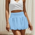 thumbnail image 2 of Women's Double Layer Bubble Hem High Waist Skirt - Solid Color Micro-Stretch Skirt for Casual, Retro, and Vintage-Inspired Fashion,Light Blue S, 2 of 5