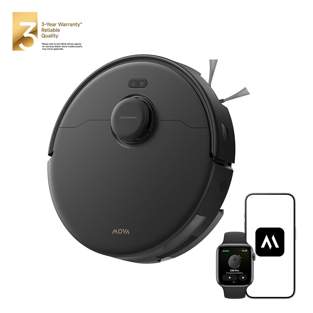 MOVA E30 Pro Robot Vacuum and Mop - 19,000 Pa Suction, FlexBrush Technology, Anti-Tangle Trobowave Duobrush