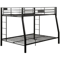 Pemberly Row Metal Frame Full XL over Queen Bunk Bed with Ladder in Sandy Black