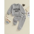 thumbnail image 2 of Bagilaanoe 2PCS Toddler Baby Boy Pants Set Letter Embroidery Long Sleeve Sweatshirt Tops + Sweatpants 6M 12M 18M 24M 3T Kids Casual Sweatsuits, 2 of 8