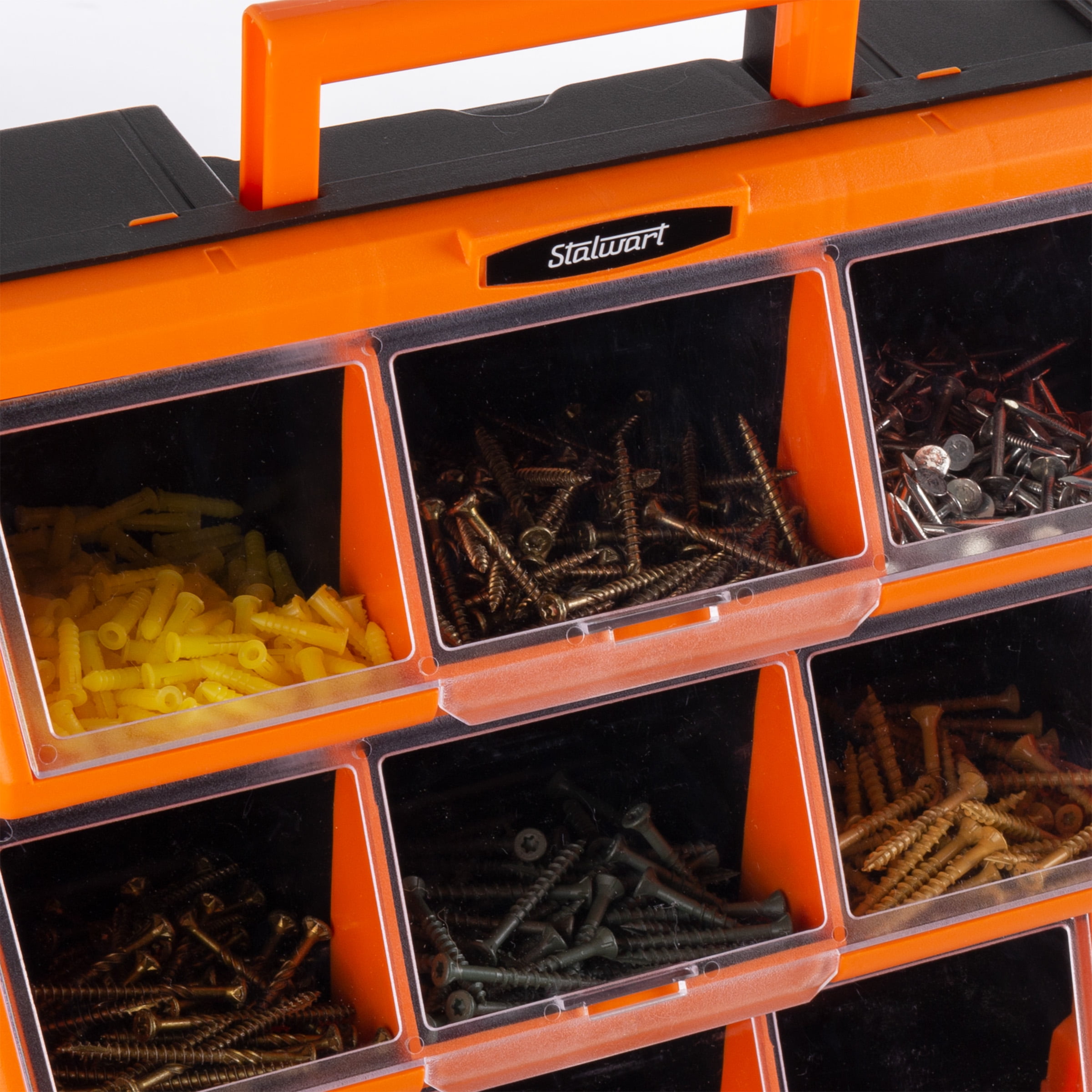 Stalwart Plastic Storage Drawers - 12-Bin Hardware or Craft Cabinet 