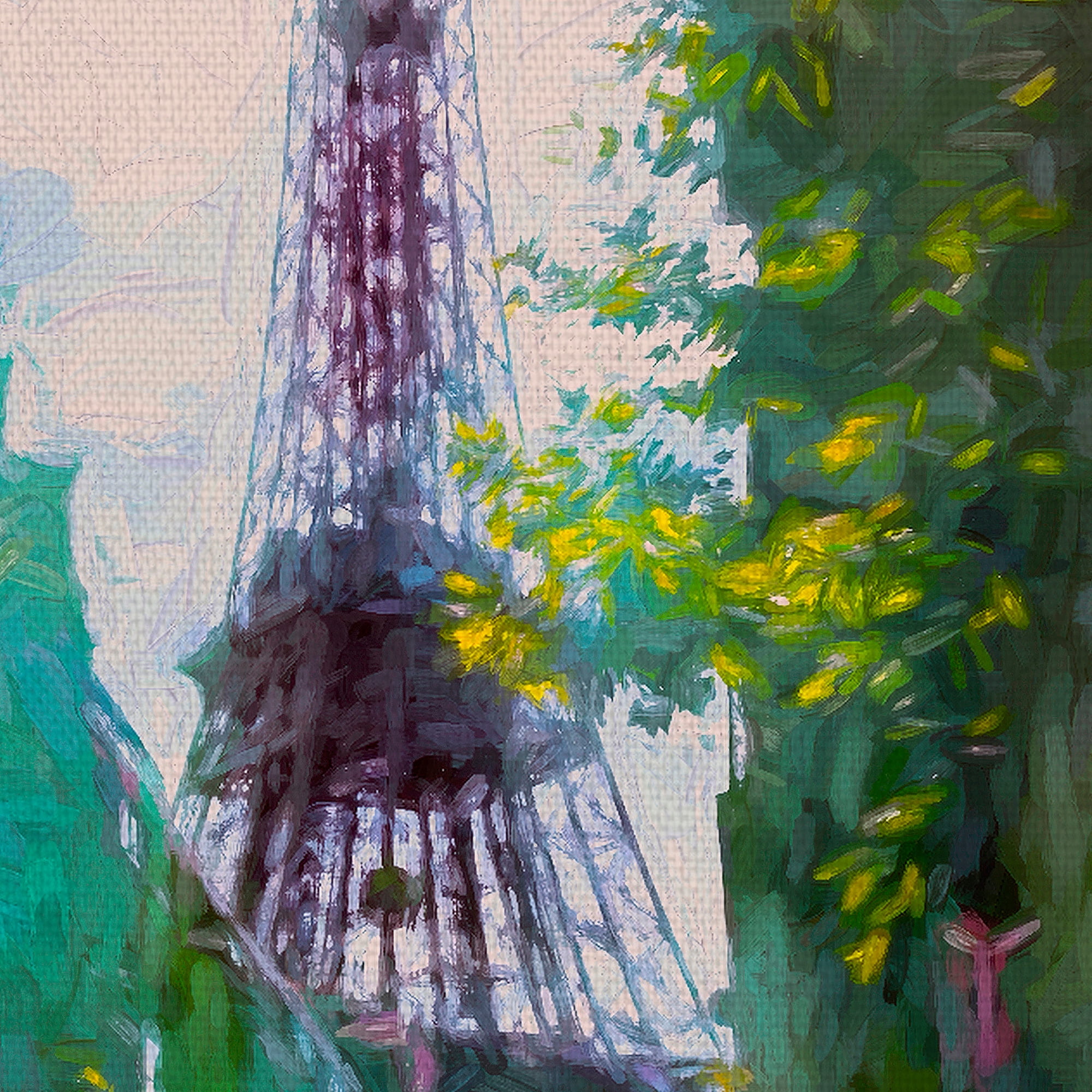 Masterpiece Art Gallery Paris Street Eiffel Tower By John Rivera Canvas Art Print 24" x 36"