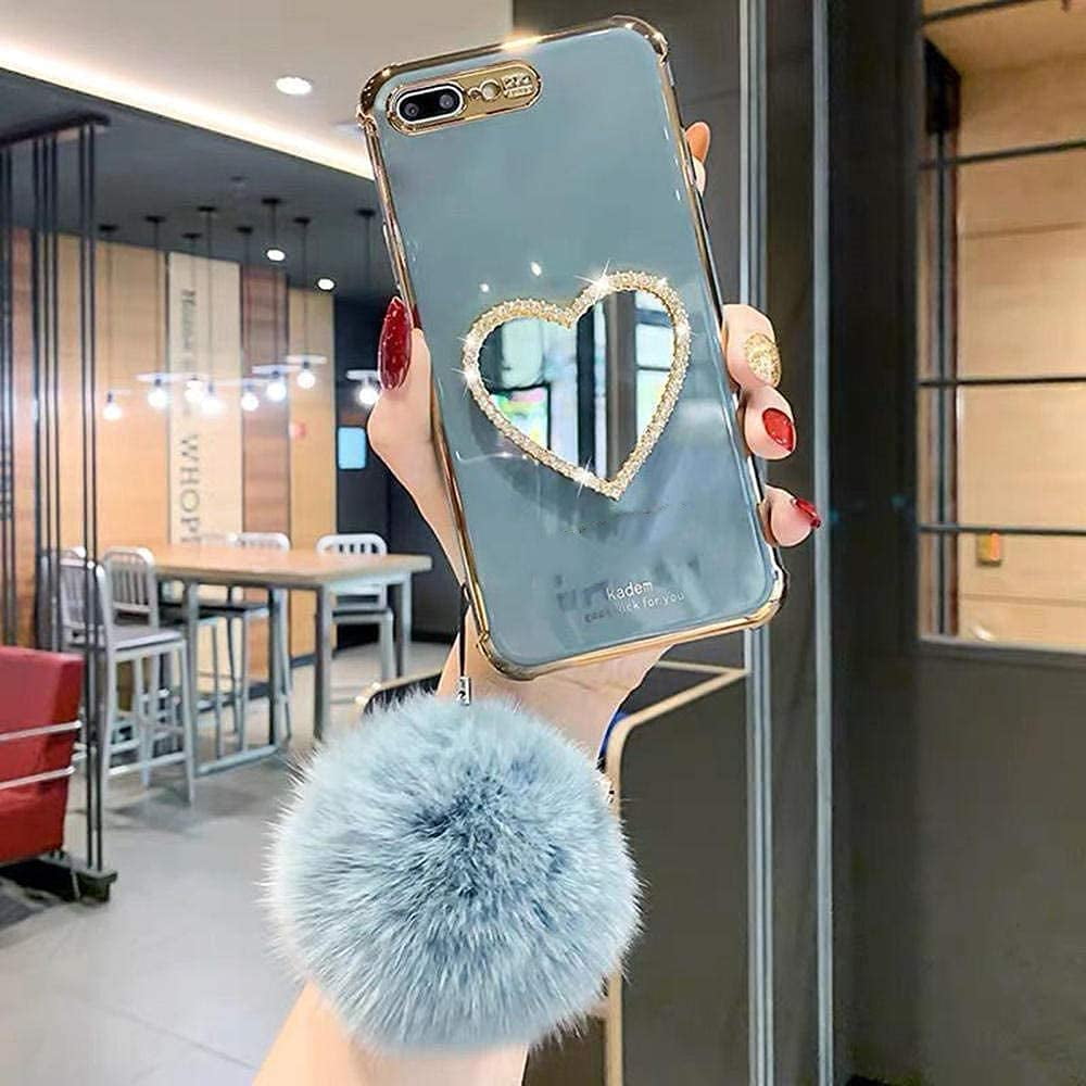 Luxurious Glitter Bling Anti-Drop and Anti-Scratch Soft Case Heart Shaped Makeup Mirror Case for iPhone 