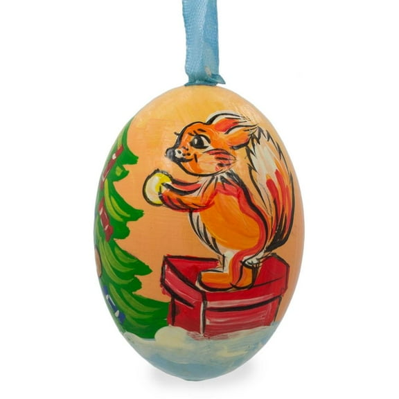 Squirrel Decorating Christmas Tree Wooden Christmas Ornament