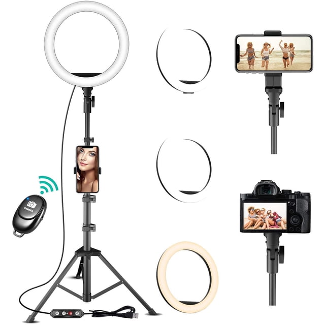 Arco de 8 pulgadas/20 CM + cardán + clip para teléfono móvil + trípode de 110 CM + control remoto bluetooth Xemadio WRMH-1128