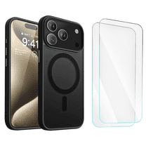 3-in-1 Entronix Bundle for iPhone 17 Pro, Magnetic Sturdy Matte Case 2 Screen Protector, Black