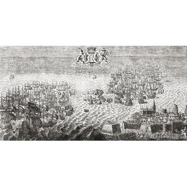 Posterazzi DPI1877730LARGE l'Armada Espagnole S'Envolant vers le Calais, 1588 du Livre Courte Histoire du Peuple Anglais par J.r. Vert Publié 1893 Affiche Imprimée, 40 x 20 - Grand