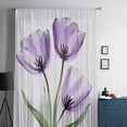 thumbnail image 5 of Purple Tulips Semi Sheer Curtains Drapes for Living Room,Bedroom,French Doors Window 108 Inches Long,Watercolor Floral Wildflower Green Plant Rod Pocket Chiffon Curtain Drapery Voile Draperies Panel, 5 of 6