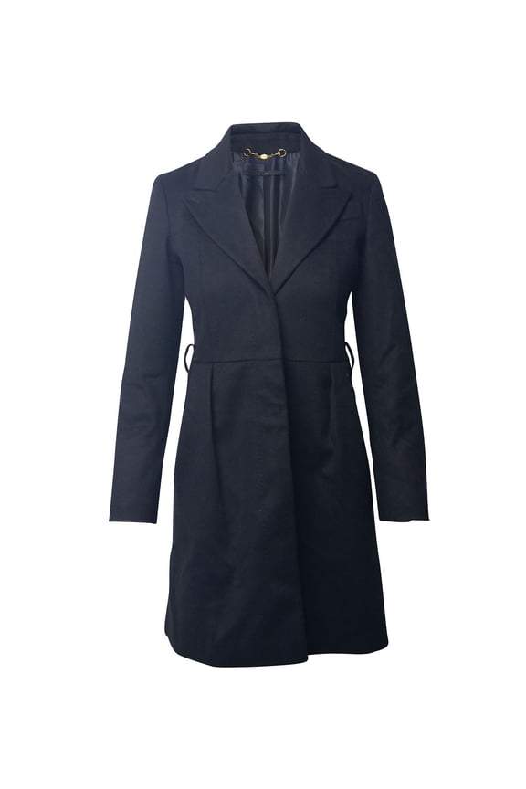 Pre-Owned Gucci Coat with Peak Lapel Collar in Black Cupro