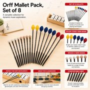 Basic Beat Orff Mallet Pack, 8 Pair Assorted Set for Glockenspiel, Xylophone and Metallophone Classroom Instruments