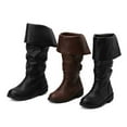 thumbnail image 6 of Leozcaa Women's Mid Calf Boots Fold Over Buckle Moto Biker Boots for Women Fashion Winter Flat Shoes, 6 of 6