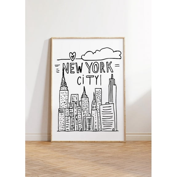 New York City Skyline Wall Art, Black & White Nyc Print, Modern Urban Poster, Minimalist Wall Art, Modern Wall Decor, 8x12 UNFRAMED