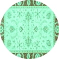 thumbnail image 1 of Ahgly Company Indoor Round Oriental Turquoise Blue Modern Area Rugs, 3' Round, 1 of 4