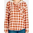 thumbnail image 4 of Time and Tru Women's Hooded Flannel Button Down Shirt with Long Sleeves, Sizes XS-XXXL, 4 of 5