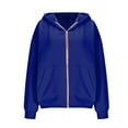 thumbnail image 3 of Womens Zip up Sweatshirt Fleece Jackets Soft Travel Oversized Hoodies Fall Winter Sports Coats with Pockets Blue XXL, 3 of 7