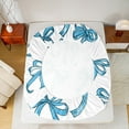 thumbnail image 5 of Manfei Kawaii Princess Bow Twin Sheet Sets, Cartoon Blue Bow-tie Twin Fitted Sheet, Fairy Tale Ribbon Style Flat Sheet, Luxury Bedroom Decor, 3pcs, 5 of 7