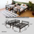 thumbnail image 2 of UHOMEPRO Twin Over Twin Bunk Bed, Convertible into 2 Separate Beds, Sturdy Metal Bunk Bed Frame with Anti-Slip Ladder, Safety Guardrails & Large Under-Bed Storage, Black, 2 of 11