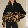 thumbnail image 1 of Chandails à Capuchon Mode pour Femmes 2023 Mode Automne Hiver Imprimé Léopard Décontracté Sport Col Rond Survêtements Manches Longues Col à Revers Fermeture Éclair Chandails à Capuchon Rabais de 50 % Liquidation Costumes d'Halloween/Noël, 1 of 5