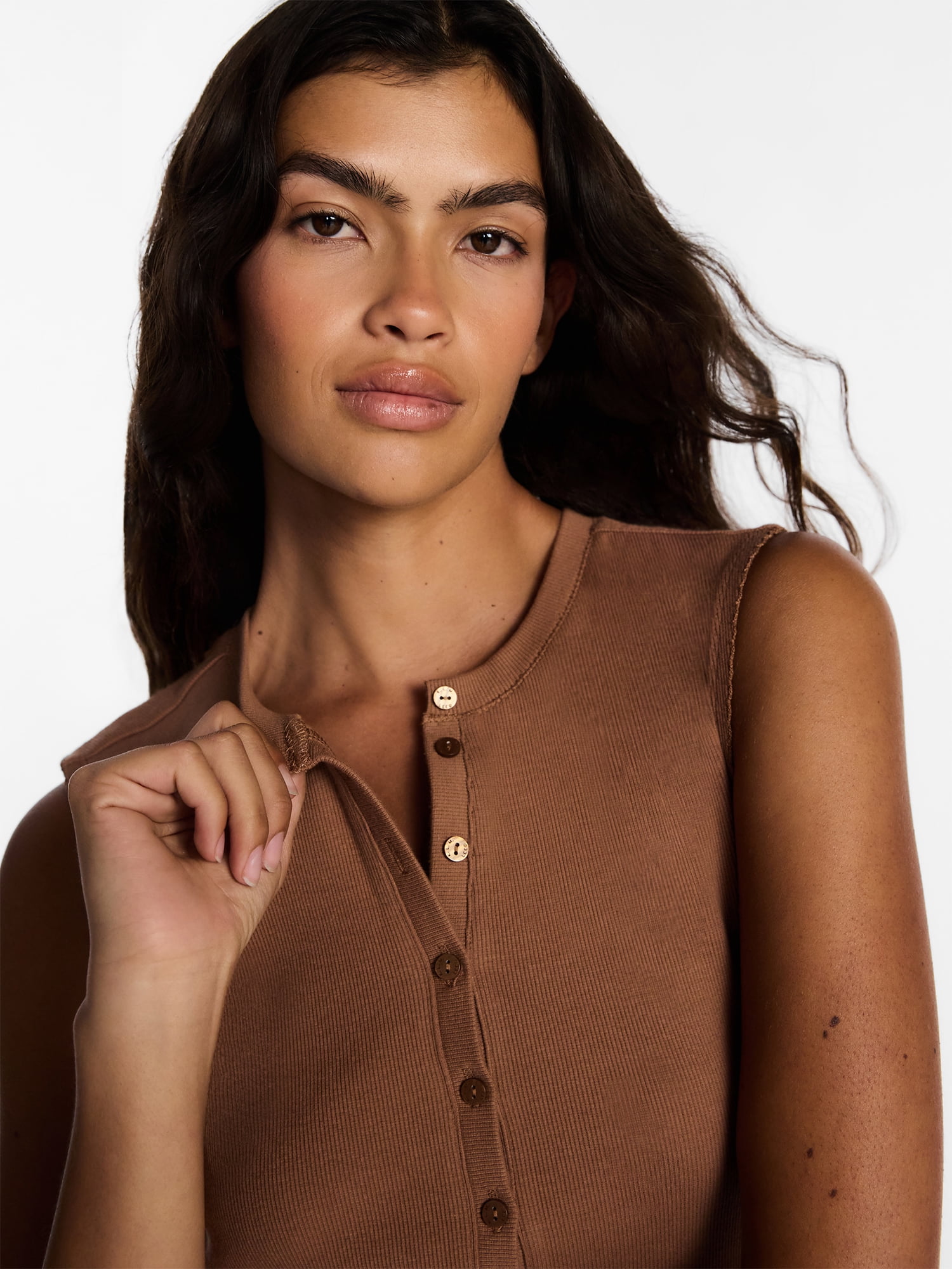 Kacey Lee Women's Henley Tank Top, Sizes XS-XXL