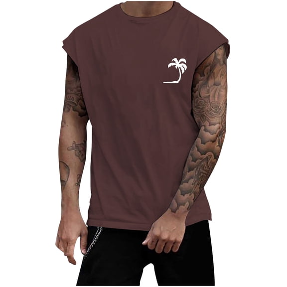 Krdevn Men's Summer Loose Size Sleeveless Sports Home T Shirt,Tank Tops Men,M