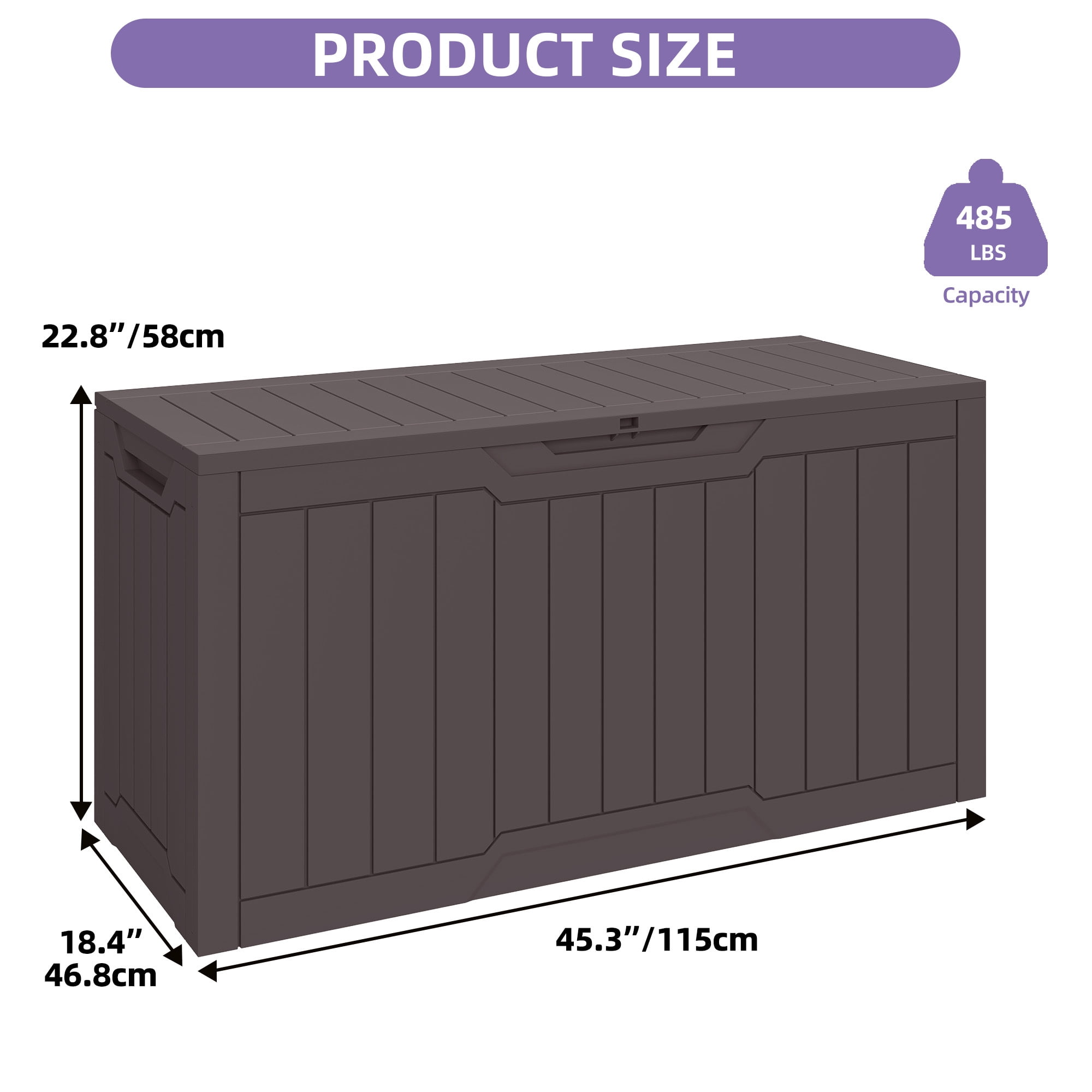 Uforic 80 Gallon Resin Deck Box, Outdoor Storage Box, Lockable Weather Resistant Container for Patio Garden Home Essentials, Dark Brown