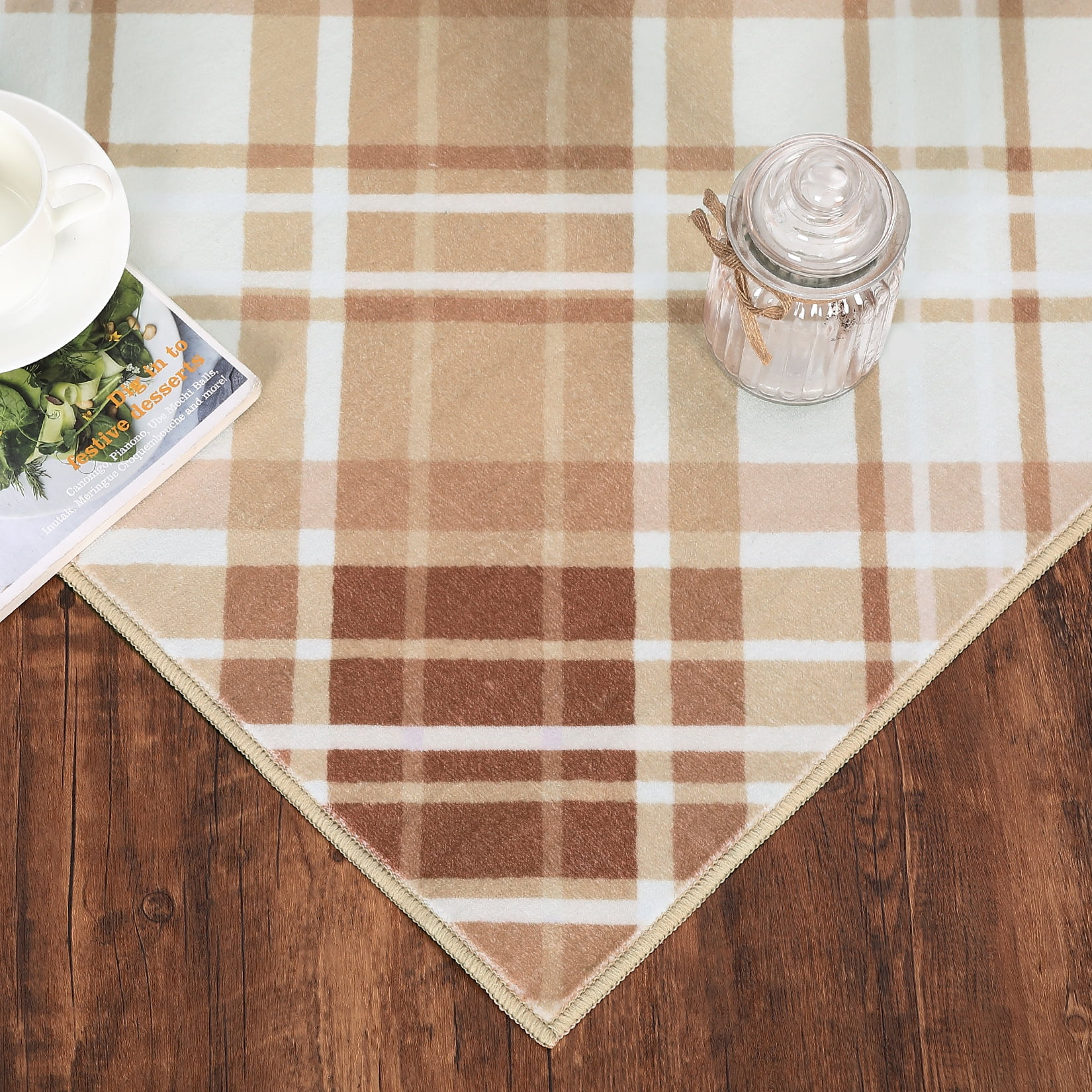 Aoile 2x6 Washable Runner Rug, Christmas Decoration Carpet, Geometric Checkered Throw Mat Floor Carpet for Hallways, Long Entryway, Coffee