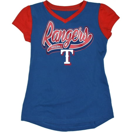 Texas Rangers Autographed Mlb Baseball - MLB Texas Rangers Girls Short Sleeve Team Color Graphic Tee