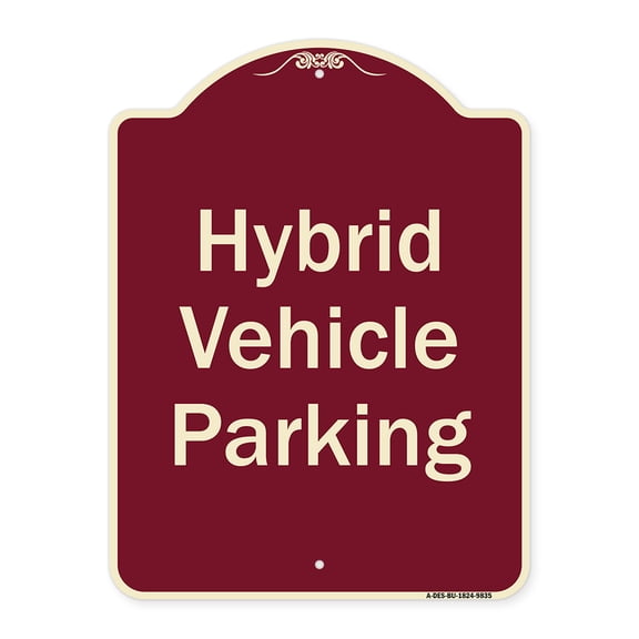 SignMission Designer Series Sign - Hybrid Vehicle Parking | Burgundy 18" x 24" Heavy-Gauge Aluminum Architectural Sign | Protect Your Business & Municipality | Made in the USA