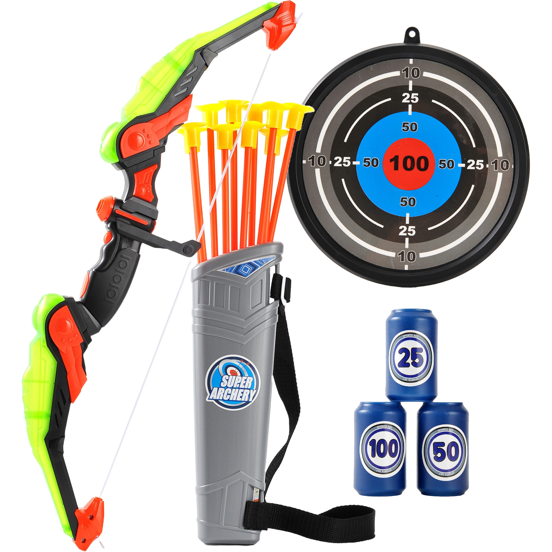 AZ Trading PS4B1 Green LED Light Up Bow & Arrow Archery Toy with Suction Cup Arrows, Green