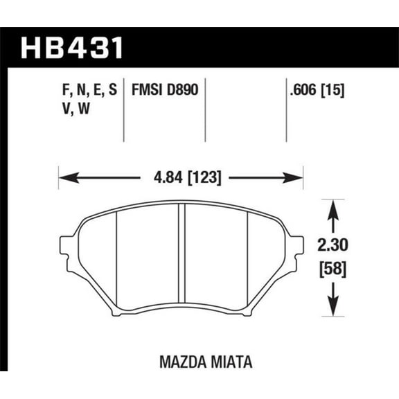 Hawk 01-05 Miata w/ Sport Suspension HP  Street Front Brake Pads D890 Fits select: 2001 MAZDA MX-5 MIATA, 2002-2003 MAZDA MX-5 MIATA BASE/LS