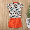 thumbnail image 3 of ITFABS Baby Summer Outfits, Cartoon Dinosaur Print Shirt + Solid Color Shorts, 3 of 10
