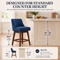 thumbnail image 4 of SESSLIFE Swivel Bar Stools Set of 4, 26" Counter Height Upholstered Bar Stools with Back, Bar Chairs with Solid Wood Legs for Kitchen Island Dining Room Home, Blue, 4 of 9