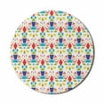 thumbnail image 1 of Colorful Mouse Pad for Computers, Abstract Geometric Shapes with Rhombus and Triangles on Plain Background, Round Non-Slip Thick Rubber Modern Mousepad, 8" Round, White and Multicolor, by Ambesonne, 1 of 2