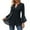 Navy, variant on Womens T-Shirt Long Sleeve Top Black Glitter V Neck Bell Sleeve Peplum Hem Sheer tee Slim Fit Shiny Casual Parties Glamorous Stylish pullover top