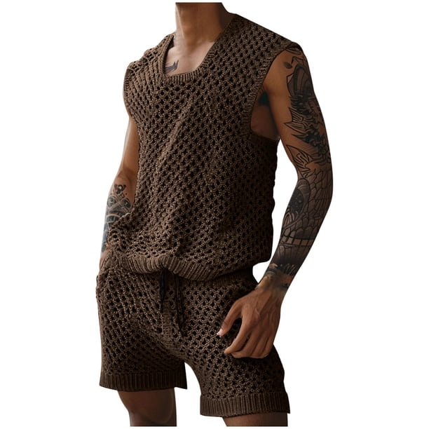 Conjunto Corto de Hombres 2 Piezas Trajes de Moda Casual Sólido Gira-Abajo Cuello Blusa Y Pantalones Traje, Poliéster