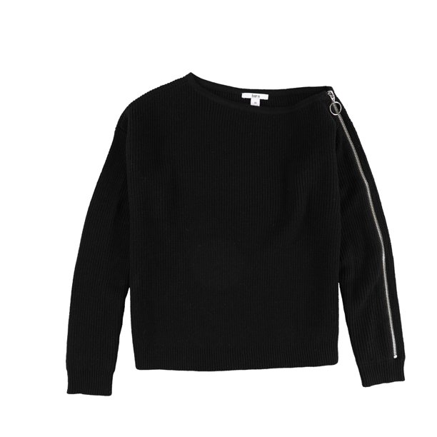bar III suéter de manga con cremallera para mujer, negro, grande
