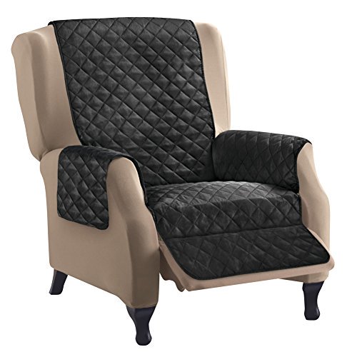 Collections Etc Reversible Quilted Furniture Cover, Recliner, Black/Gray