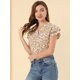 thumbnail image 2 of INSPIRE CHIC Blusa Informal Con Cuello En V Y Manga De Casquillo Superior Con Estampado Floral Para Mujer Blanco XS, 2 of 6