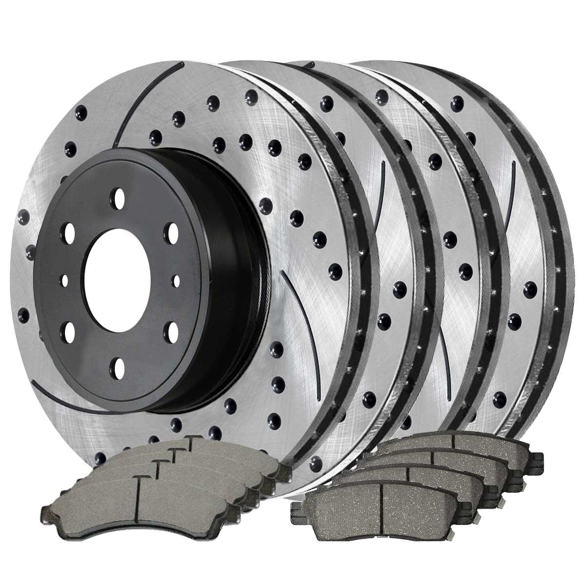 Ignitionco Ceramic Brake Pad Set (8pc) – Front & Rear For Chevrolet SSR, Trailblazer, GMC Envoy