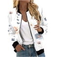 thumbnail image 3 of qolati Womens Bomber Jackets Lightweight Zip Up Cropped Cardigan Outwear Casual Long Sleeve Quilted Jacket Fall Thin Coat, 3 of 6