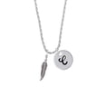 thumbnail image 2 of Delight Jewelry Silvertone 3-D Feather Silvertone Script Initial Disc - C - Charm Necklace, 20"+3", 2 of 4
