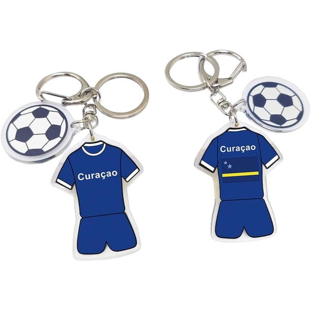 Yanonmyfd2026 World Cup Soccer Keychain - World Cup Pride Accessory, Football Fan Gift & Souvenir (2PCS),Curaçao